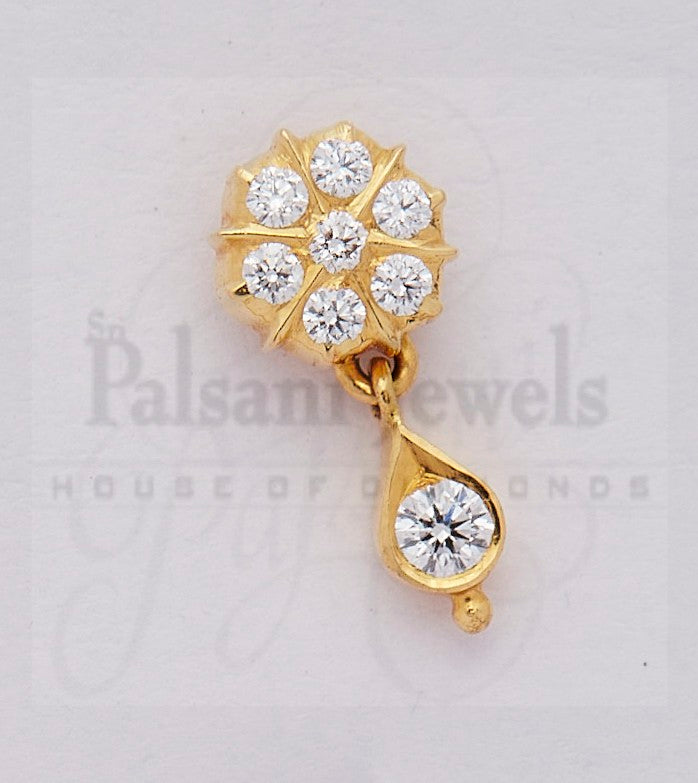 Floral Diamond Stud  Brilliant Cut Gold  Diamond Jewellery in Chennai  India